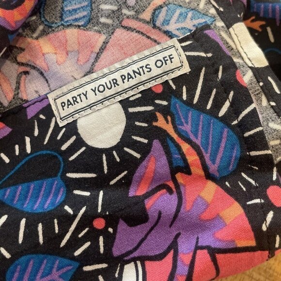 Party Pants Vacation Button up Shirt Short Sleeve top Neon 80s Lizard chameleon - Picture 10 of 11